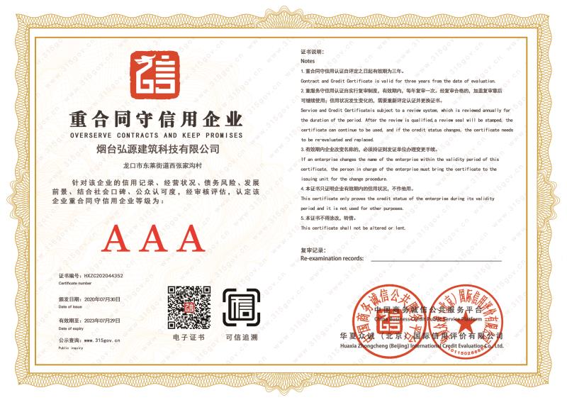 重合同守信用企業